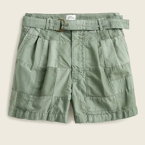NWT J. Crew Limited-edition D-Ring Patchwork Shorts - Pale Cypress size 6 - Picture 1 of 4
